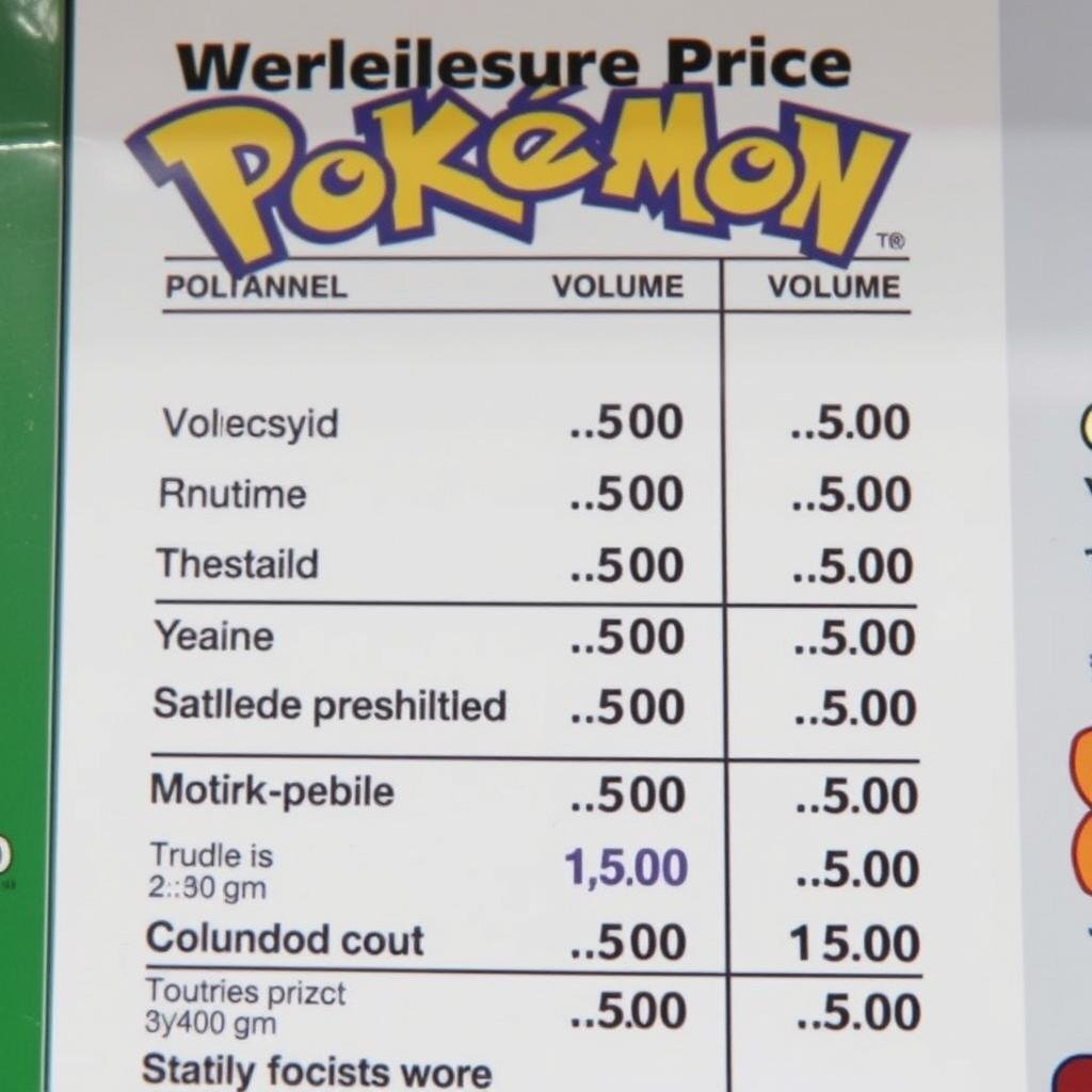 Preisliste für Pokémon Displays im Großhandel