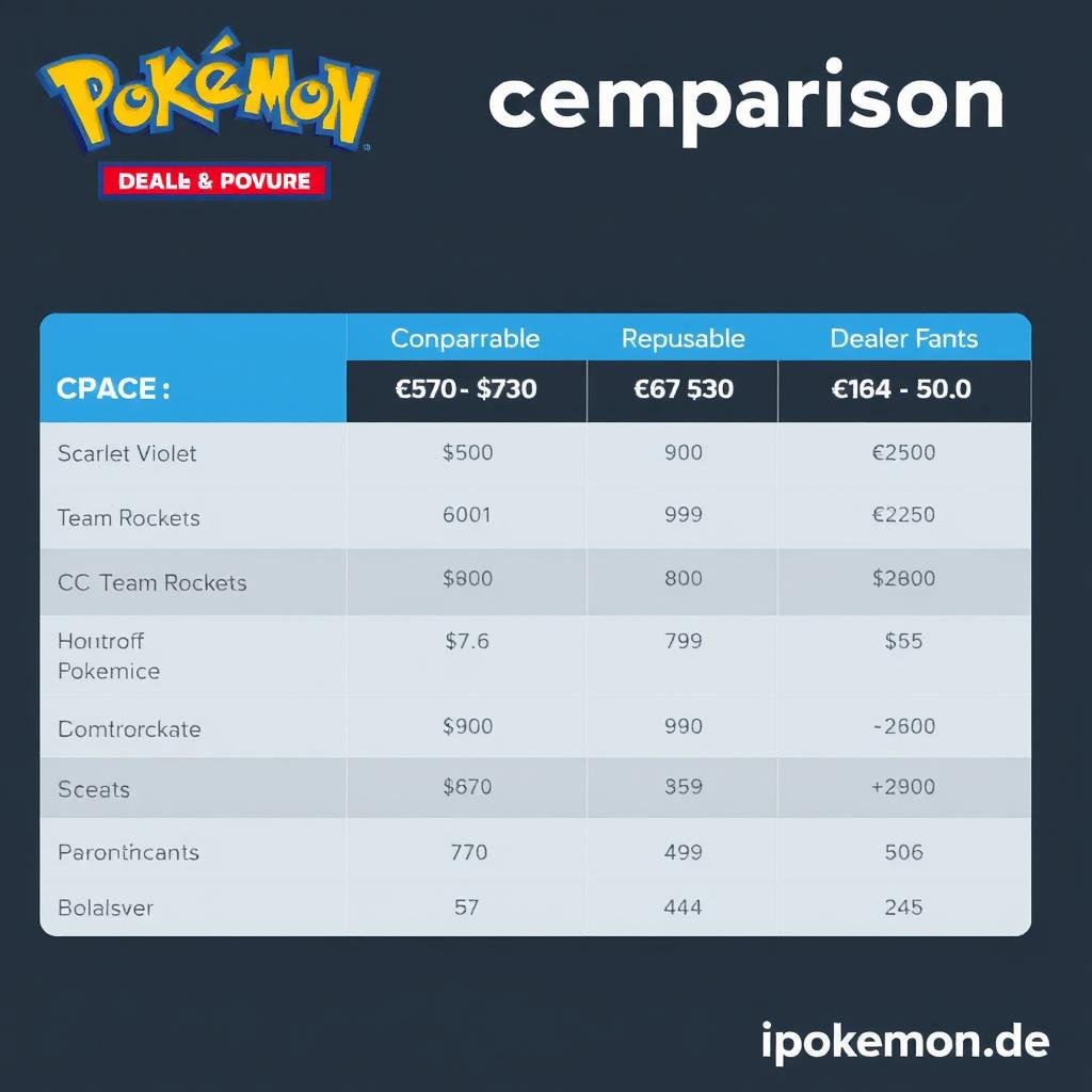 Preisvergleich verschiedener Pokémon Kartensets bei unterschiedlichen Händlern