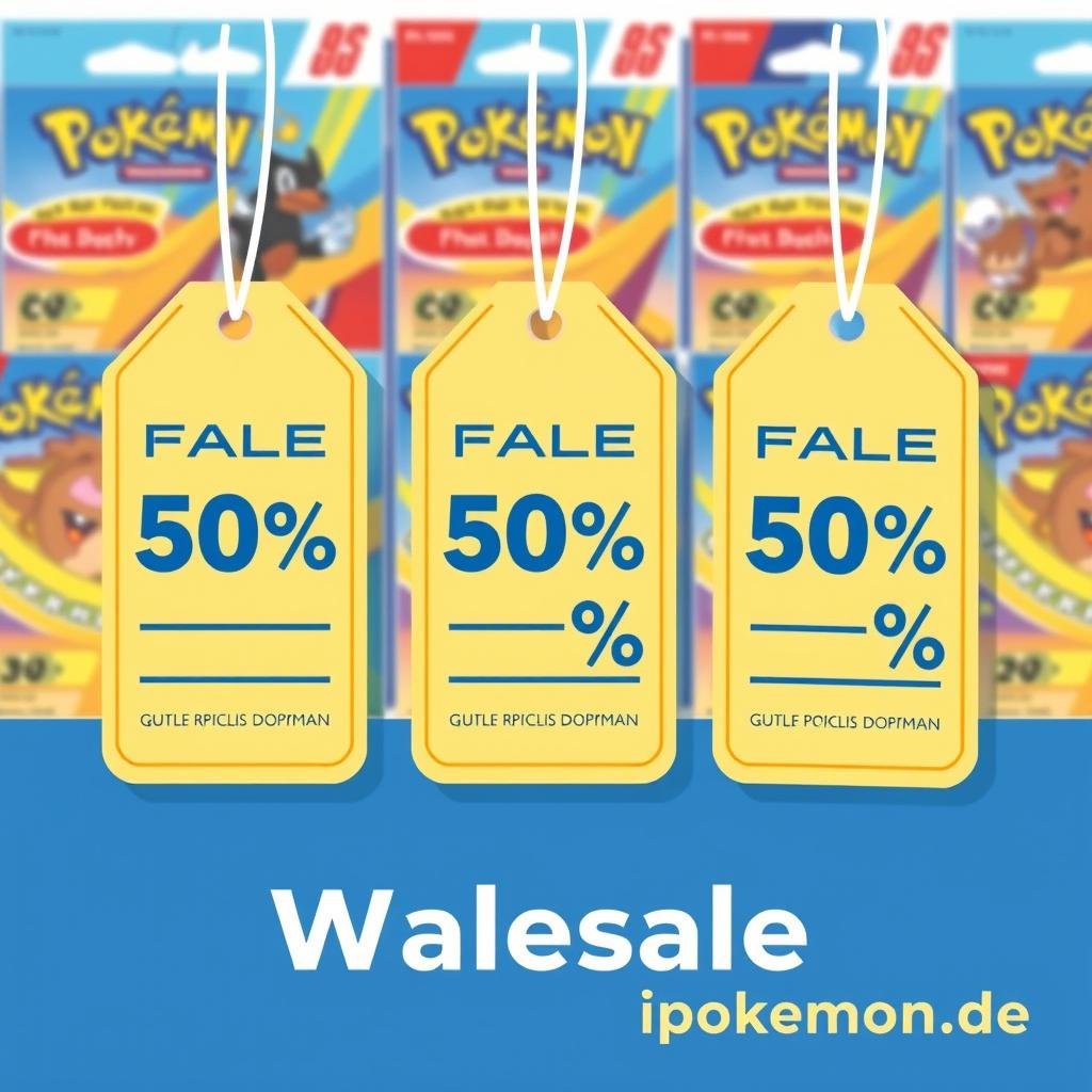 Preisvorteile im Pokémon Karten Großhandel visualisiert durch Preisschilder und Rabatte