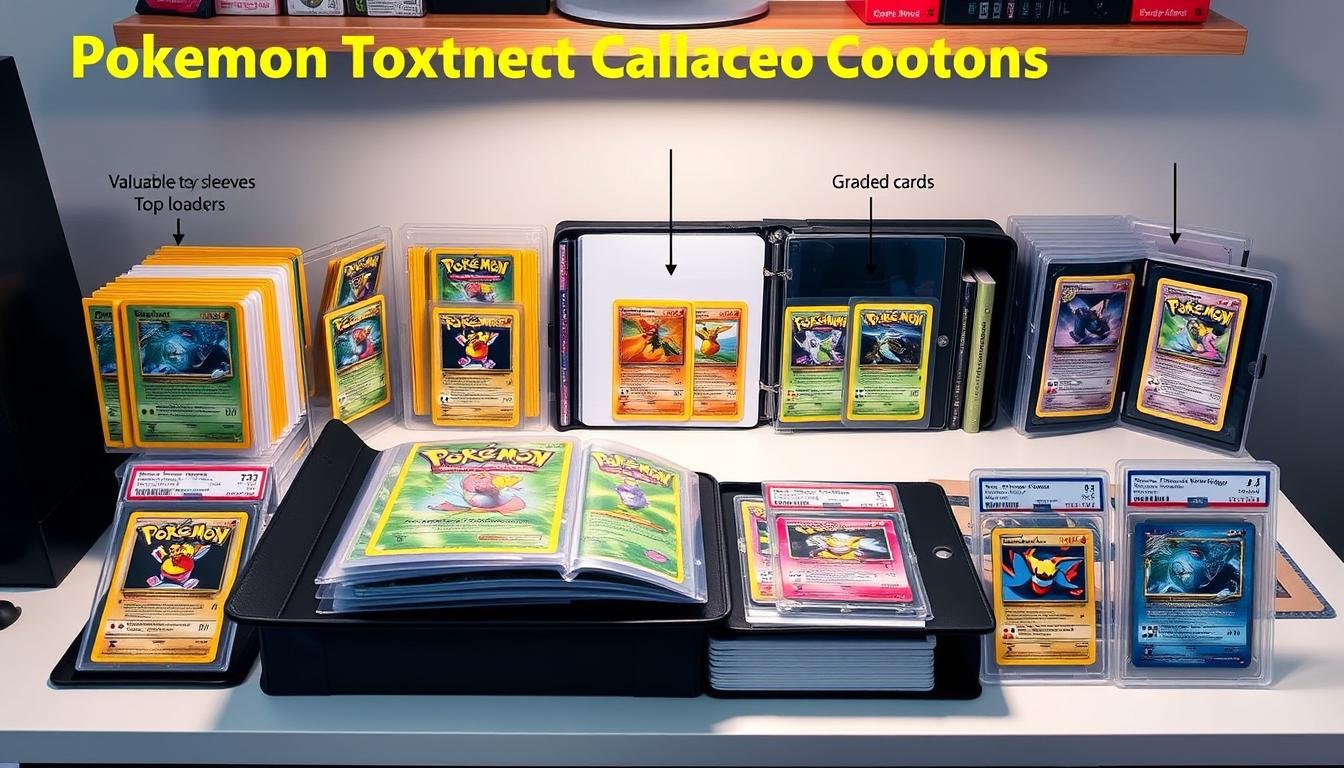 Professionelle Aufbewahrung von wertvollen Pokémon Karten in Schutzhüllen und Ordnern