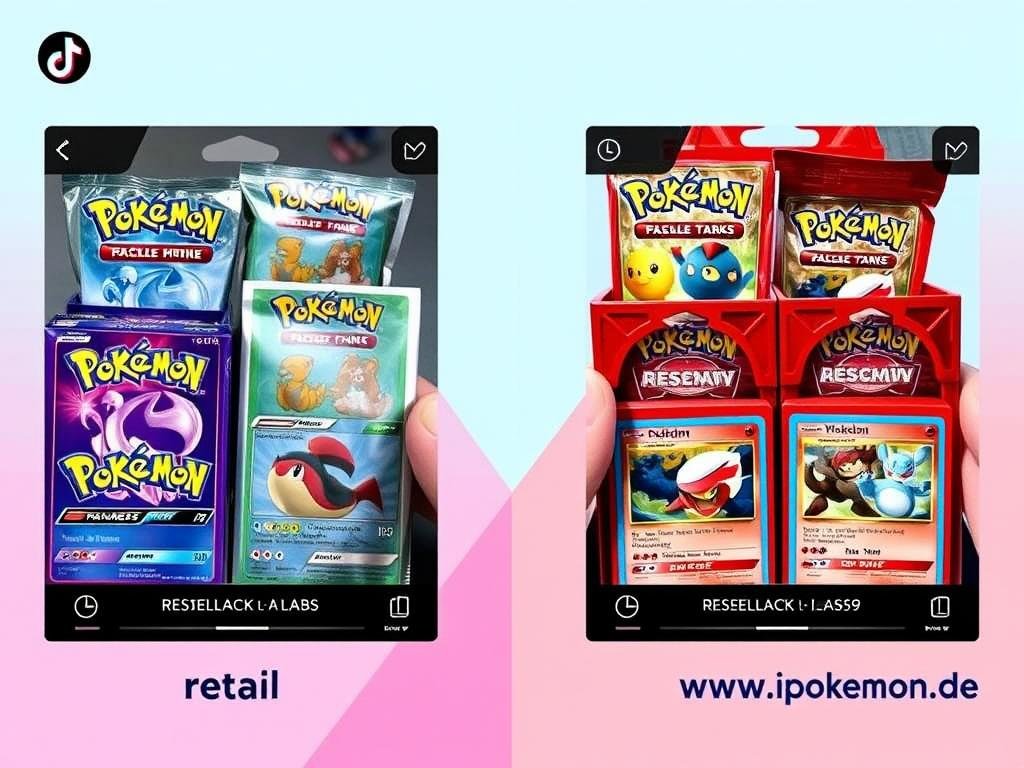 Retail vs Reseller Vergleich von Pokémon Karten auf TikTok
