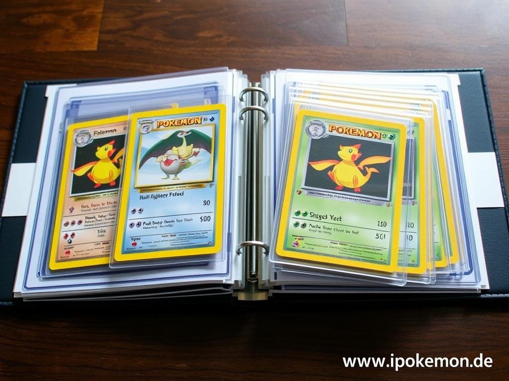 Sammleralbum mit sortierten Pokémon Karten