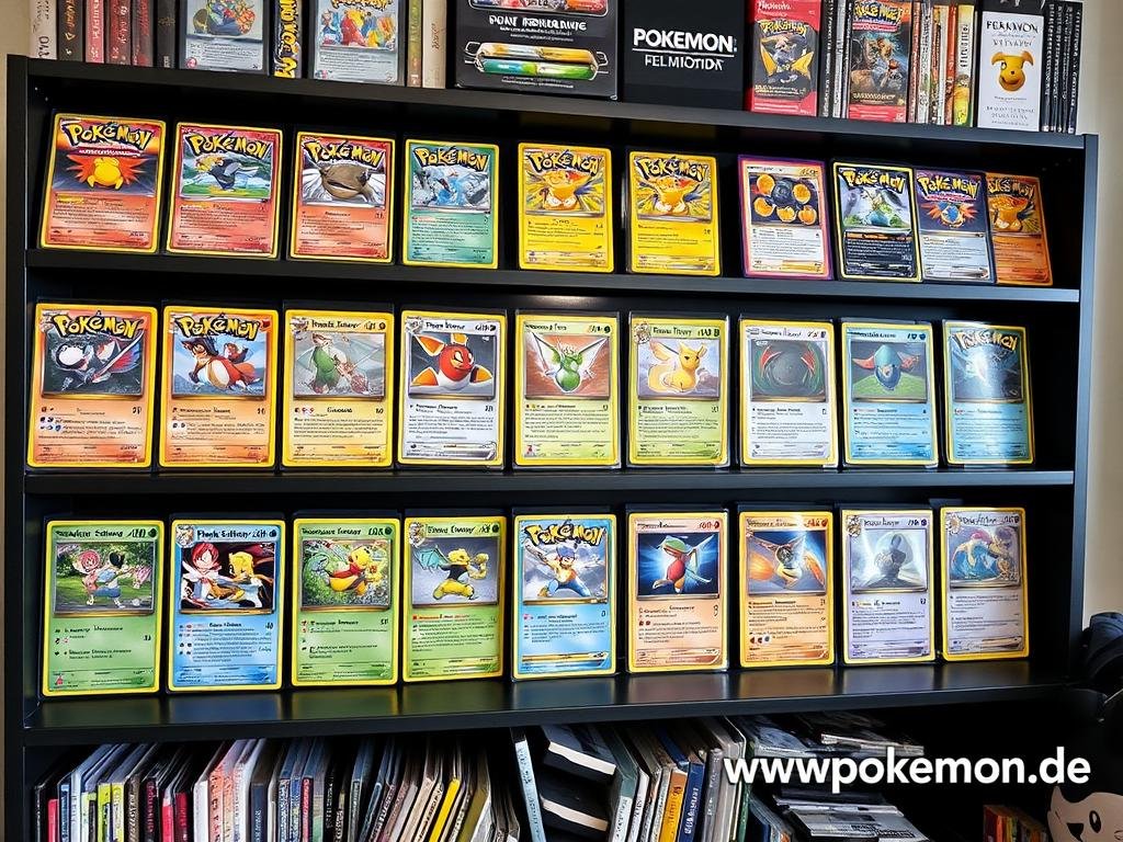 Sammlerregale mit Pokémon Displays verschiedener Editionen