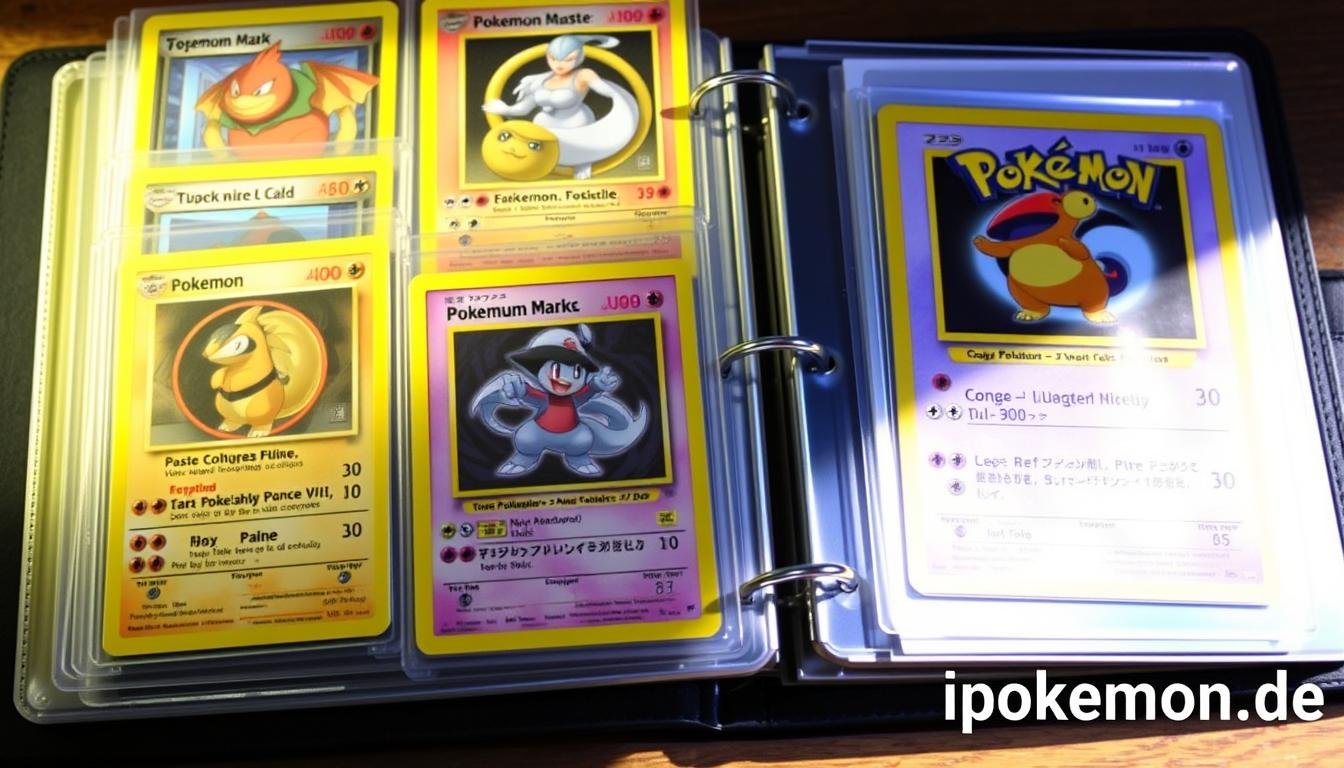 Sammlung echter Pokémon Karten in einem Sammelalbum