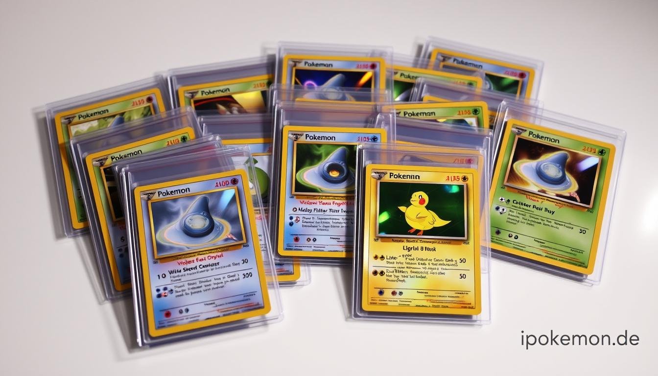 Sammlung limitierter Pokémon Karten in Schutzhüllen