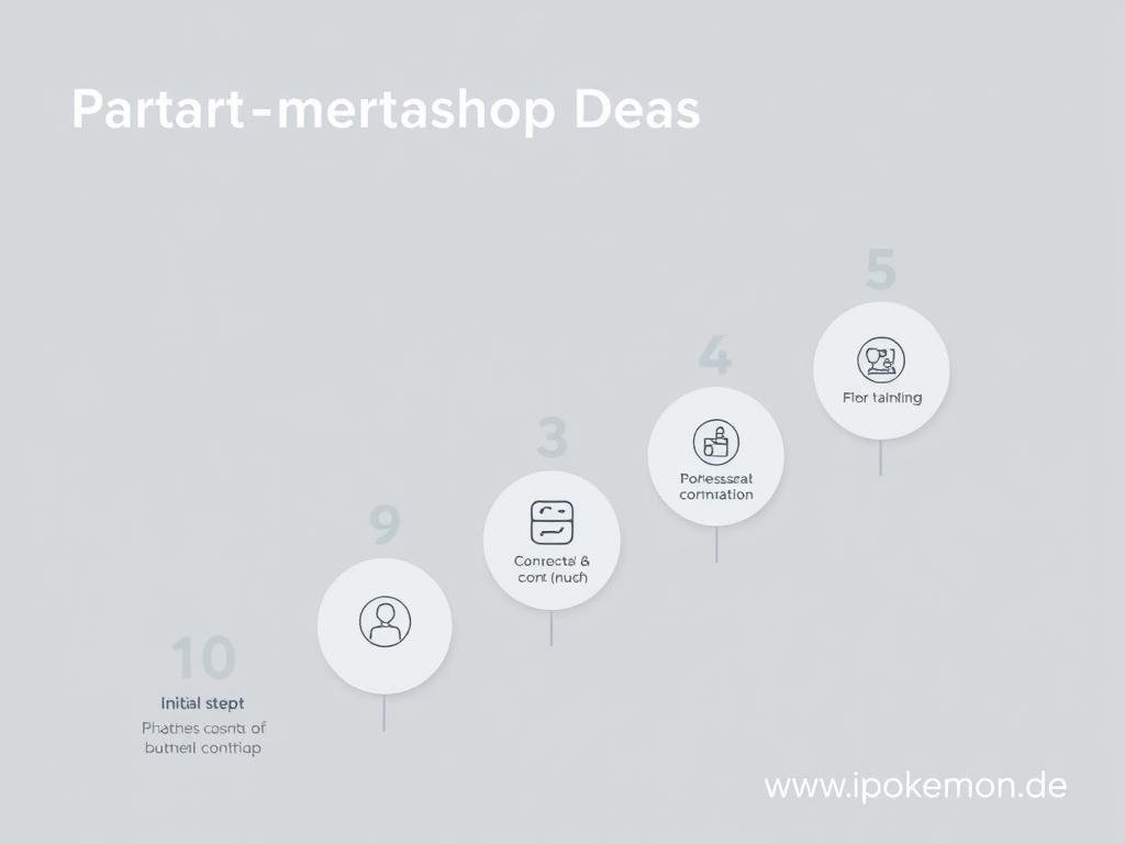 Schematische Darstellung des Partnerschaftsprozesses von der Kontaktaufnahme bis zum Launch