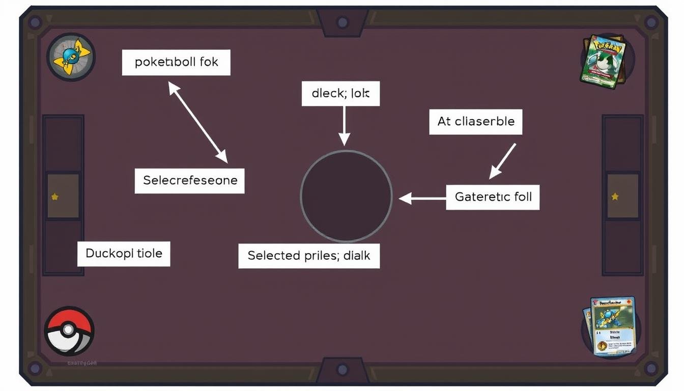 Schematische Darstellung eines Pokémon TCG Spielfelds