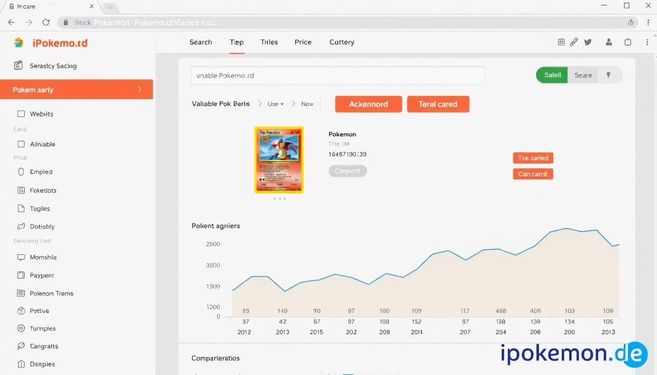 Screenshot eines Online-Tools zur Bewertung von Pokémon Karten