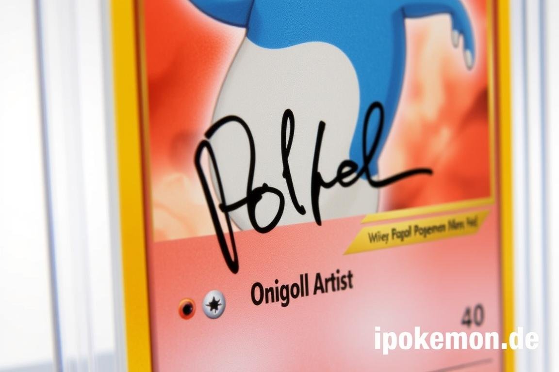 Signierte Pokémon Karte mit Künstlerunterschrift
