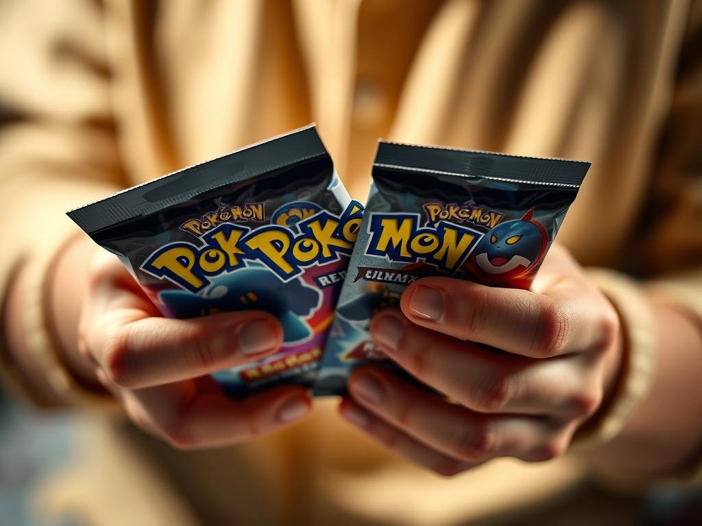 Spannungsaufbau durch Fokus auf die Pokémon Karten Booster Verpackung