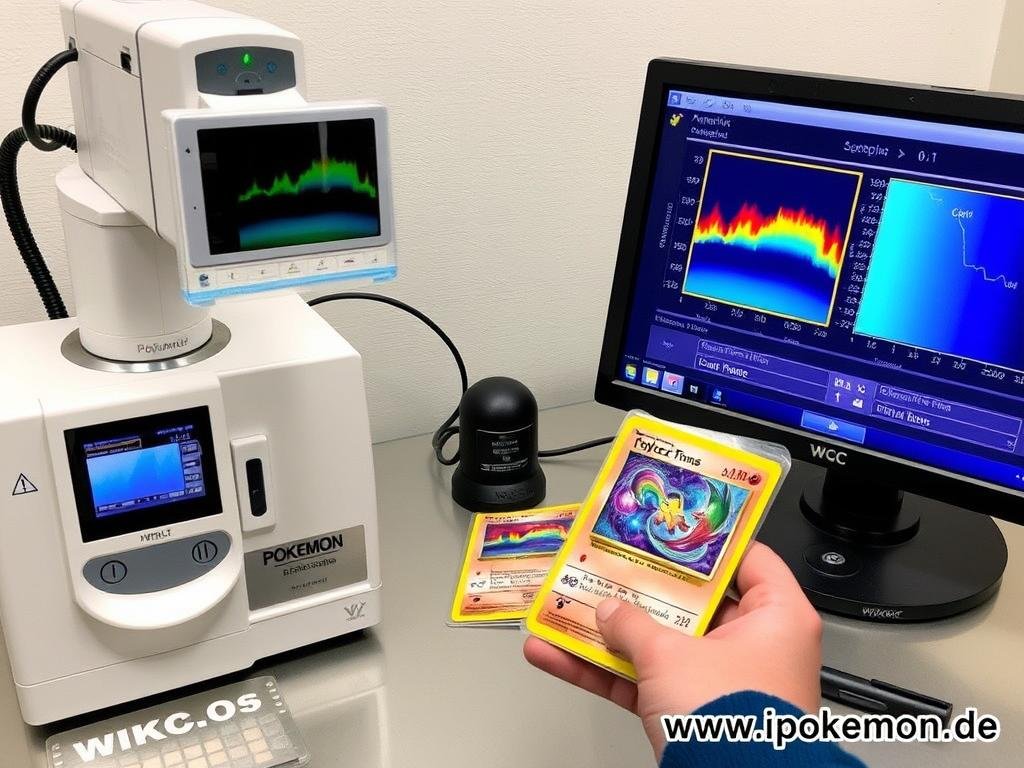 Spektralanalyse-Gerät zur Überprüfung der Farbechtheit von Pokémon Karten