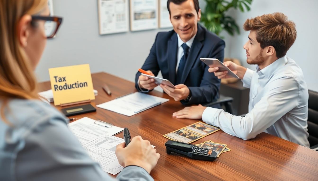 Steuerberater bespricht Abzugsmöglichkeiten mit Pokémon Karten Händler
