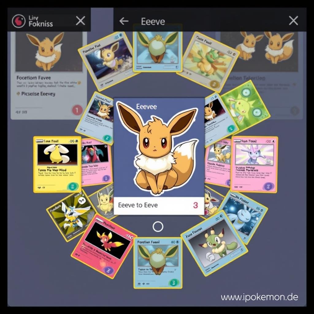 Thematisches Arrangement von Evoli-Entwicklungen auf Instagram