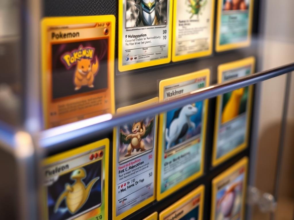 UV-geschützte Vitrine mit seltenen Pokémon Karten