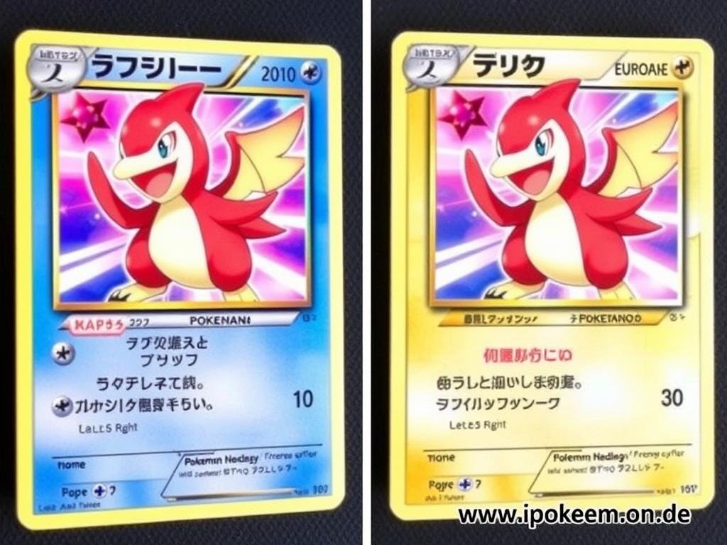Vergleich der Druckqualität zwischen japanischen und europäischen Pokémon Karten