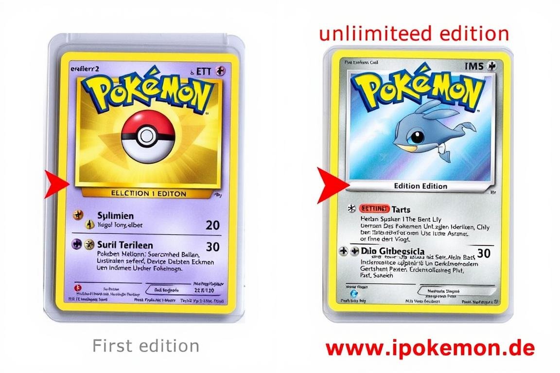 Vergleich zwischen 1. Edition und unlimitierter Pokémon Karte