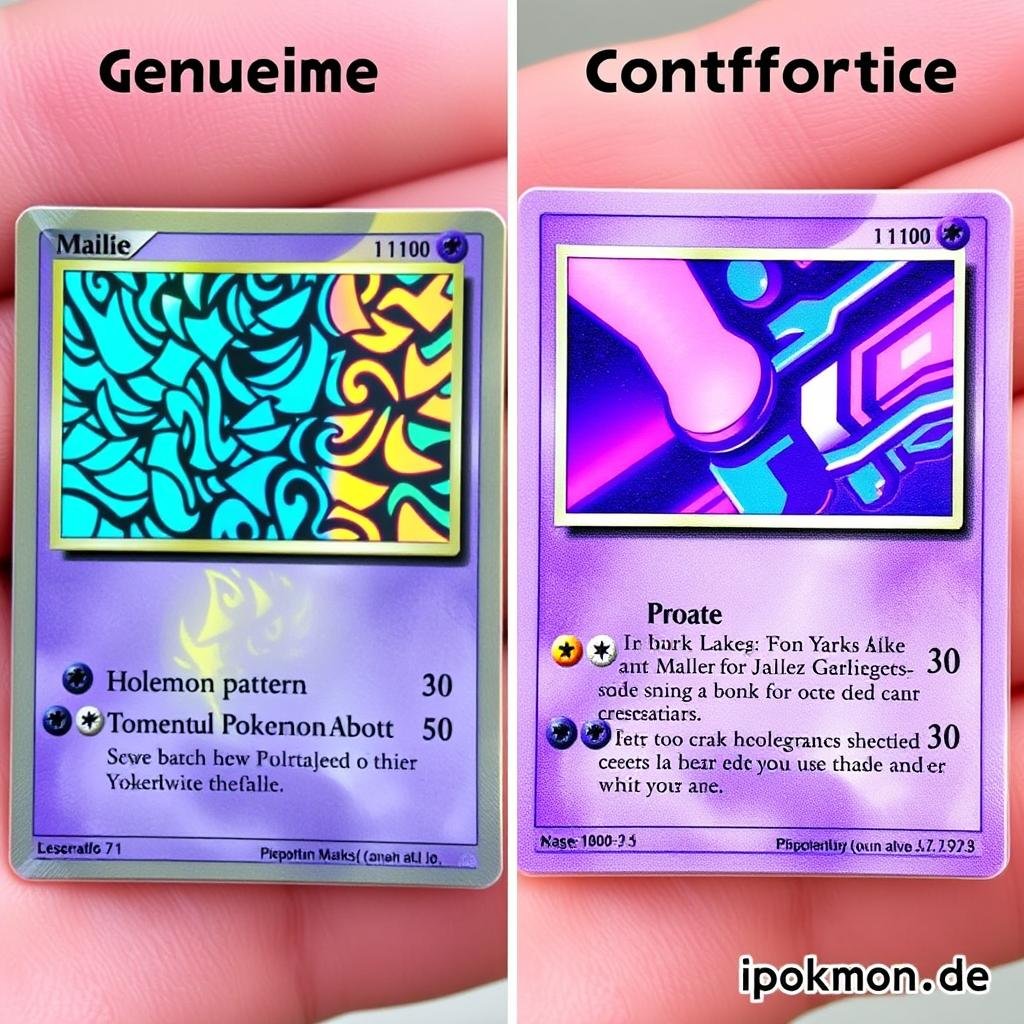 Vergleich zwischen echter und gefälschter Pokémon Karte
