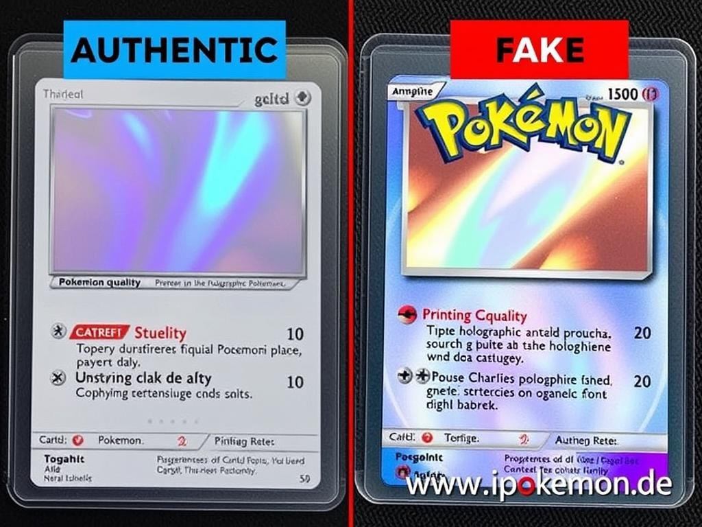 Vergleich zwischen echter und gefälschter Pokémon Karte