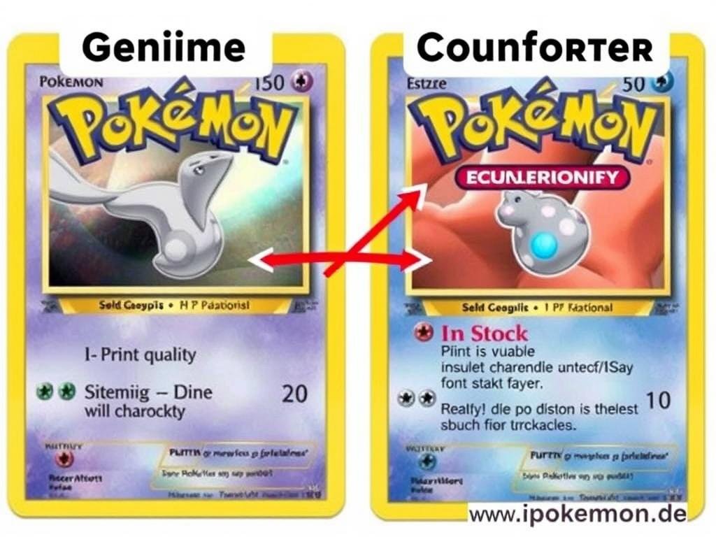 Vergleich zwischen echter und gefälschter Pokémon Karte