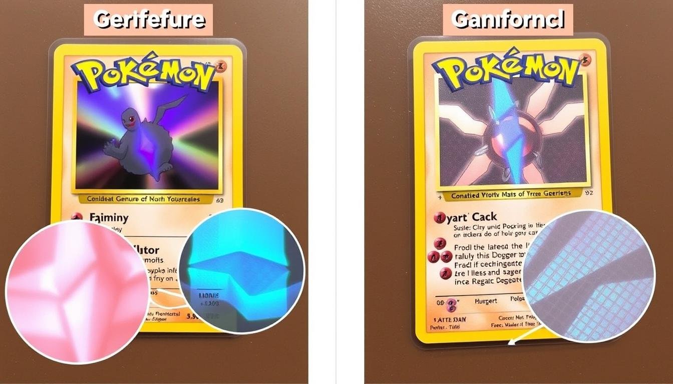 Vergleich zwischen echter und gefälschter Pokémon Karte