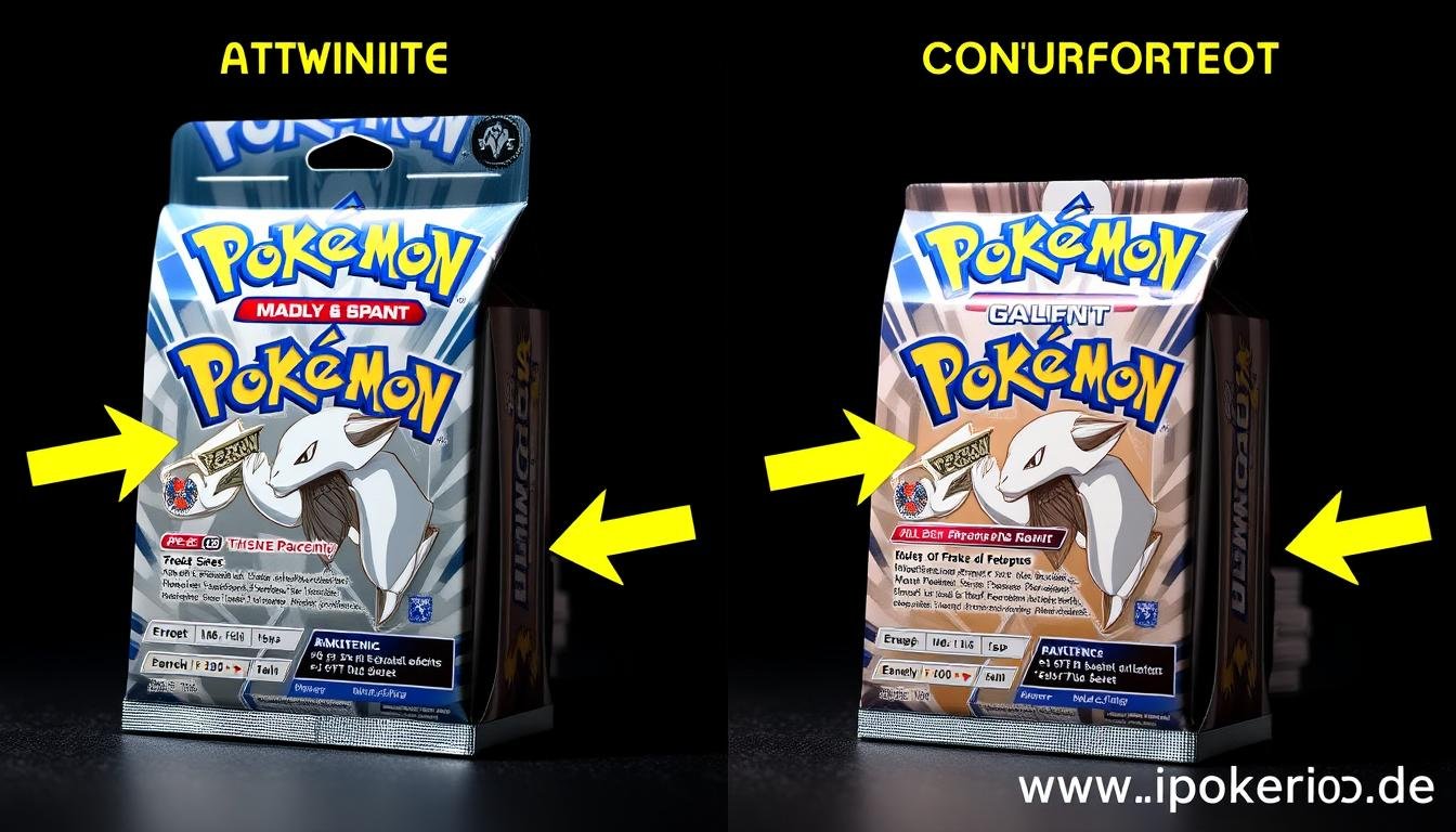 Vergleich zwischen originalen und gefälschten Pokémon Booster Packs