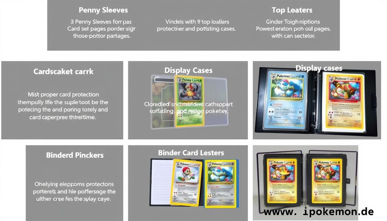 Verschiedene Aufbewahrungsmöglichkeiten für Pokémon Karten mit Schutzhüllen, Ordnern und Displays