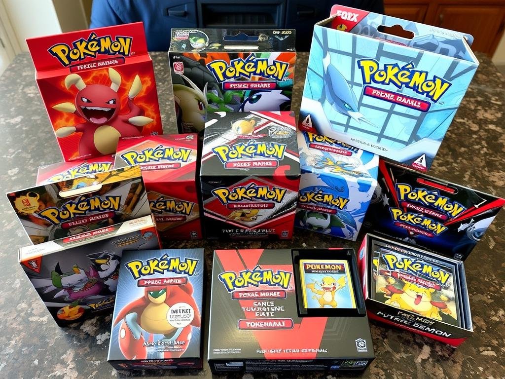 Verschiedene Deckboxen für Pokémon Karten