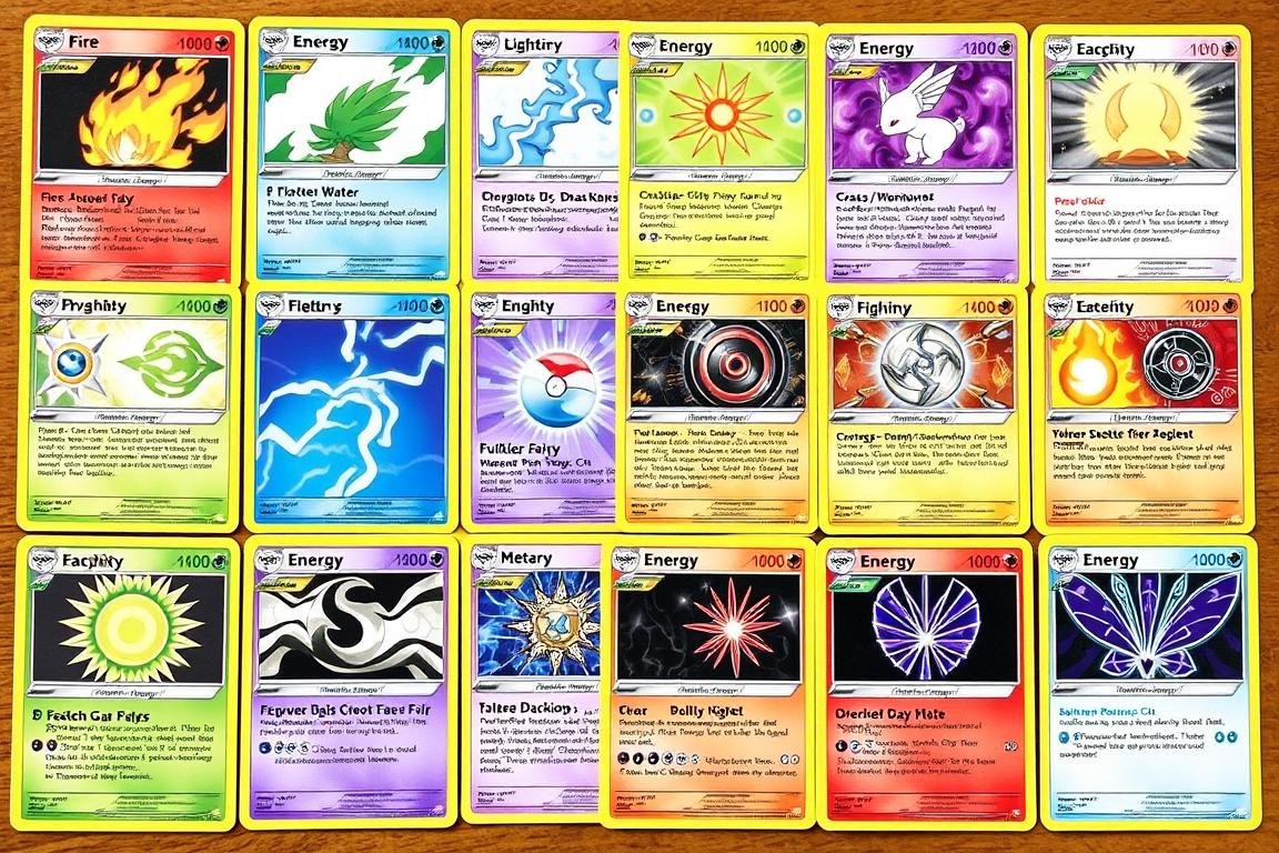 Verschiedene Energiekarten aus dem Pokémon Trading Card Game (TCG)