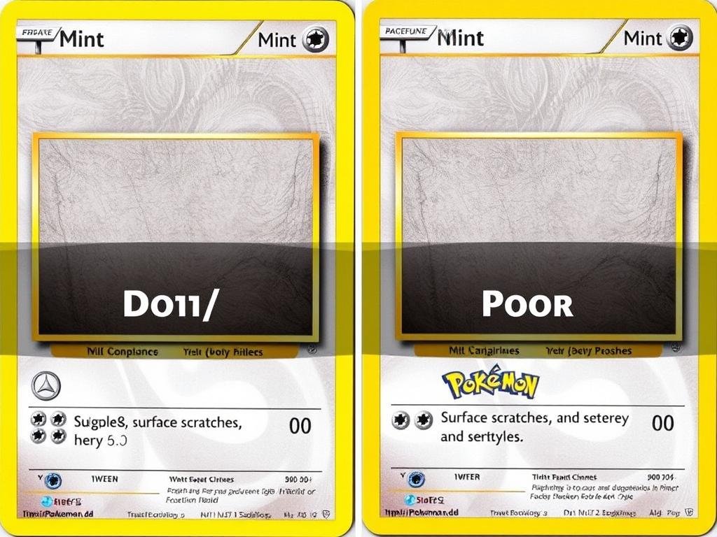 Verschiedene Erhaltungszustände von Pokémon Karten im Vergleich