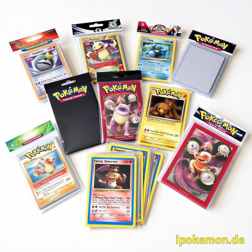 Verschiedene Kartenhüllen für Pokémon Karten