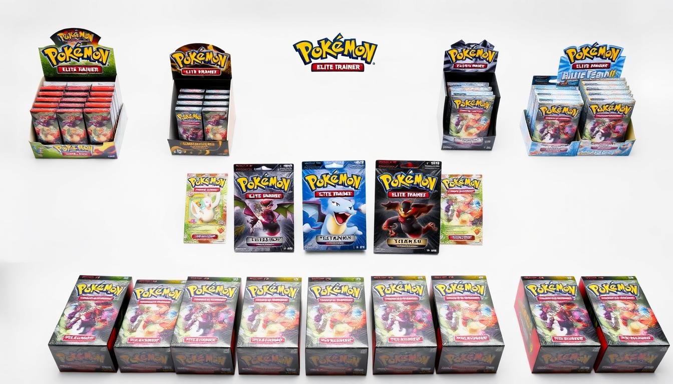 Verschiedene Pokémon Karten Display Sorten nebeneinander aufgestellt