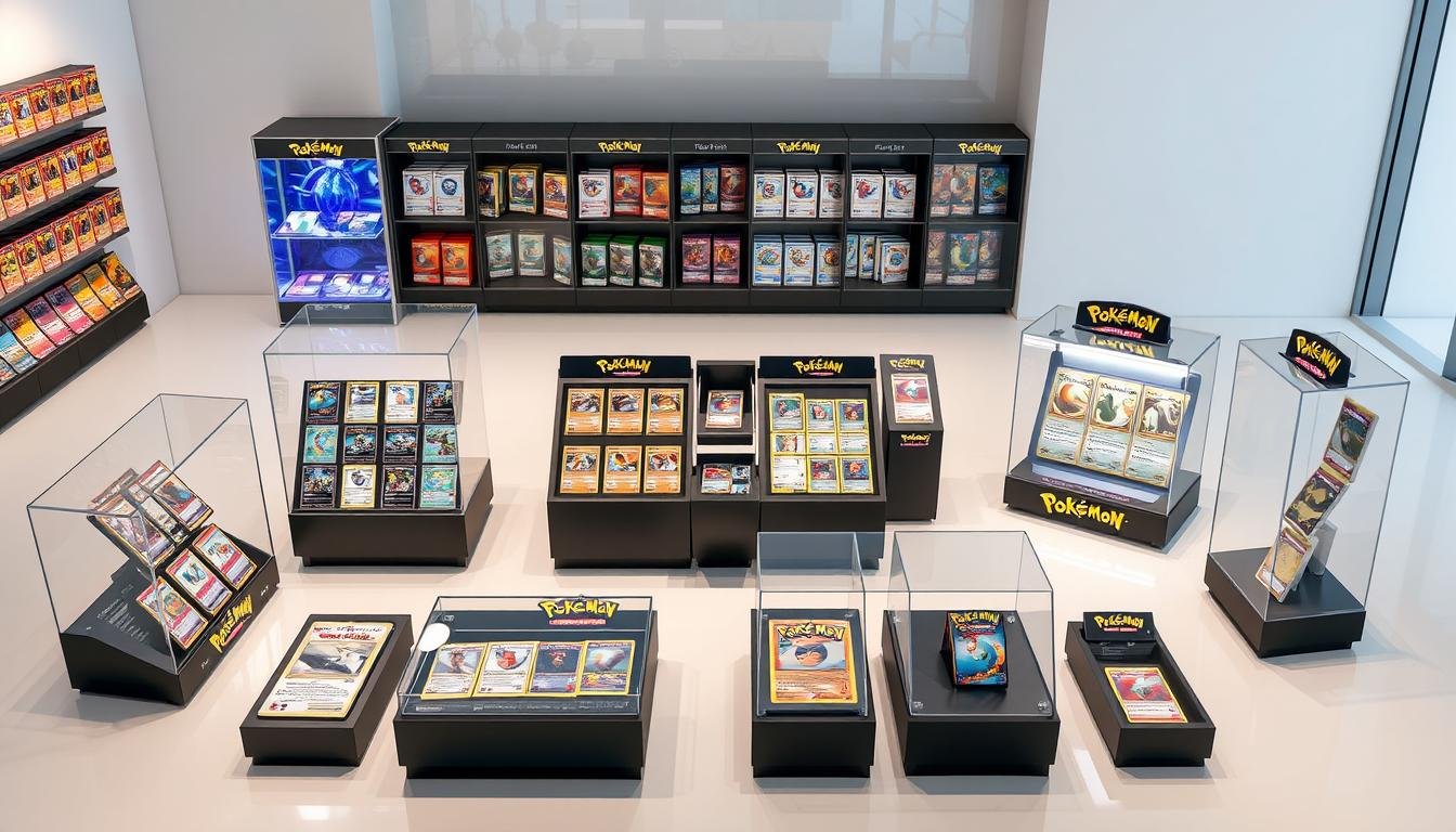 Verschiedene Pokémon Karten Displays für Sammler und Shops
