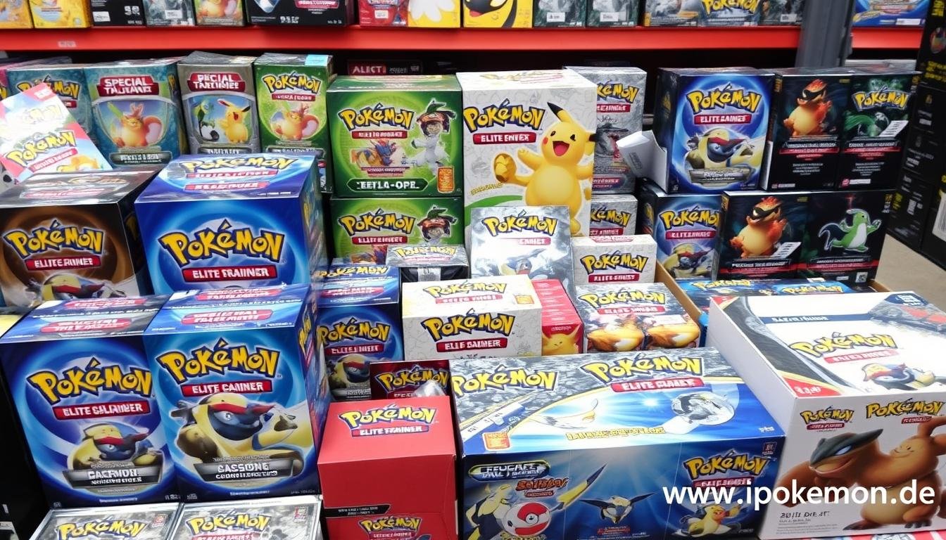 Verschiedene Pokémon Karten Displays und Booster Packs für Großhändler