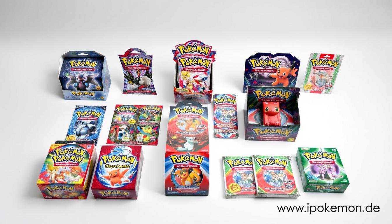 Verschiedene Pokémon Karten Displays und Booster als Großhandelsware