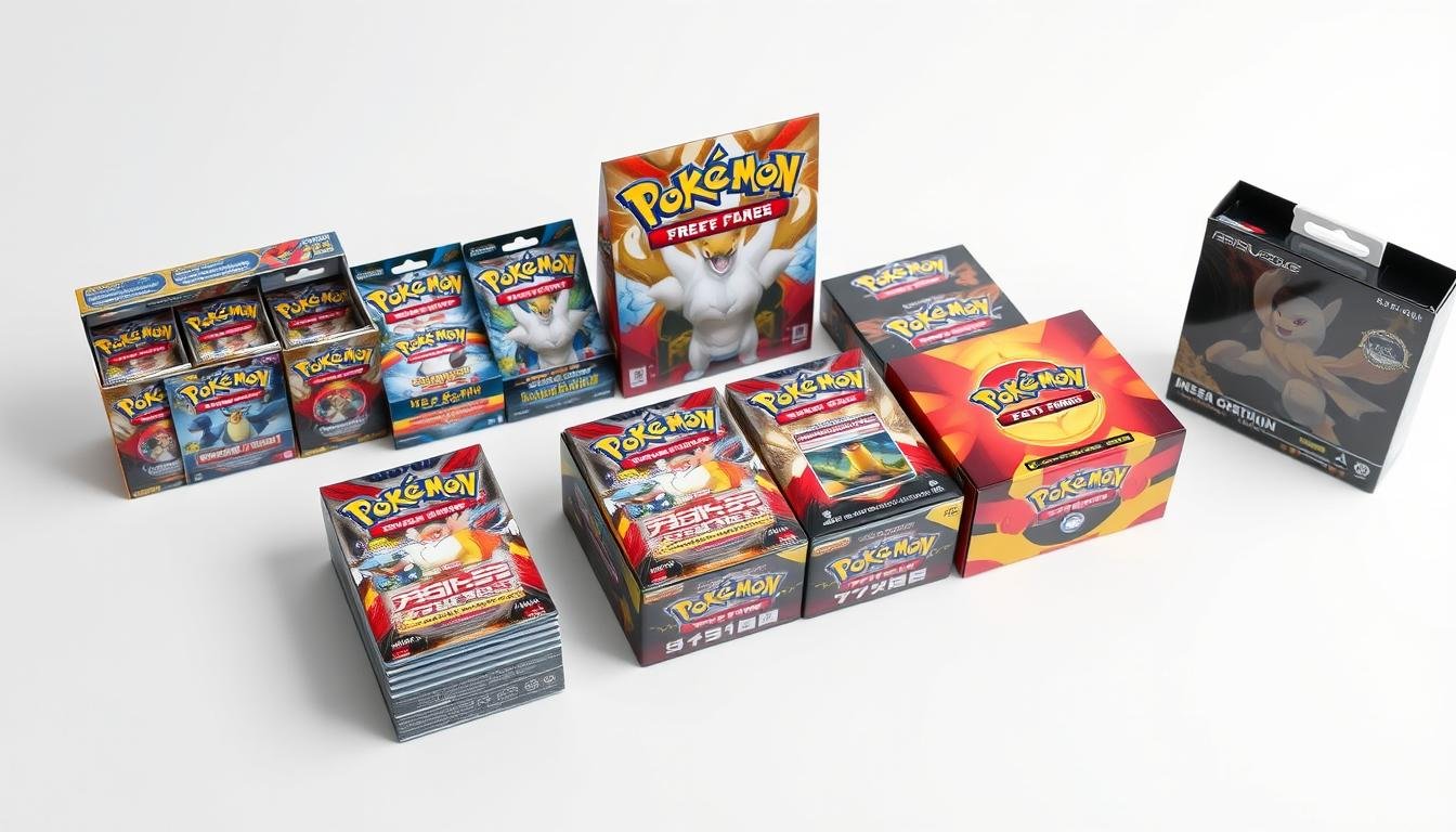 Verschiedene Pokémon Karten Sets 2025 in einer ansprechenden Präsentation