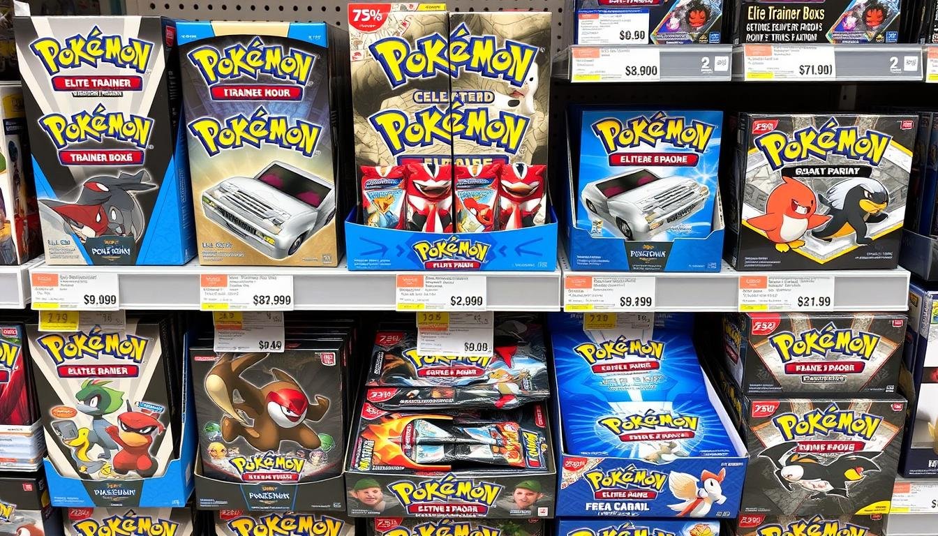 Verschiedene Pokémon Produkte wie Elite Trainer Box, Booster Display und Tin Boxen im Preisvergleich