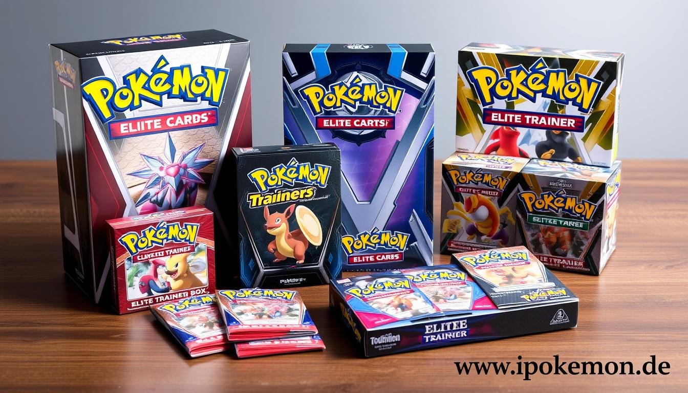 Verschiedene Pokémon Spezialprodukte wie Elite Trainer Box und Tin-Boxen