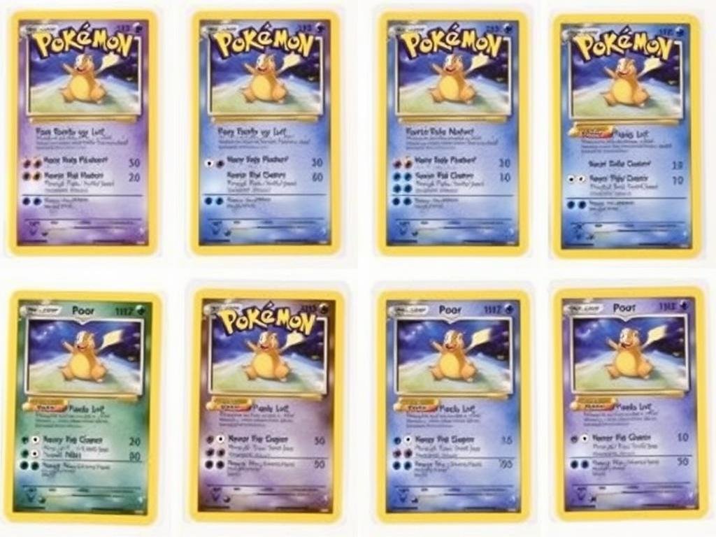 Verschiedene Qualitätsstufen von Pokémon Karten im Vergleich