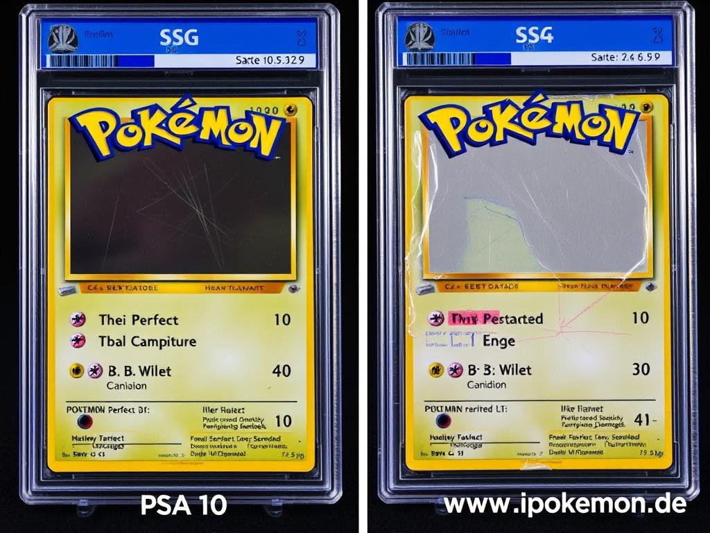 Verschiedene Zustände von Pokémon Karten im Vergleich