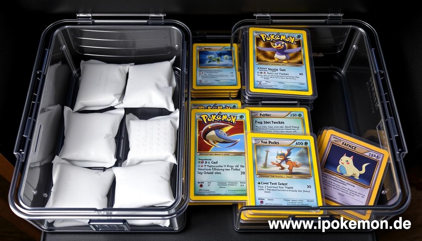 Versiegeltes Aufbewahrungssystem für Pokémon Karten mit Feuchtigkeitskontrolle