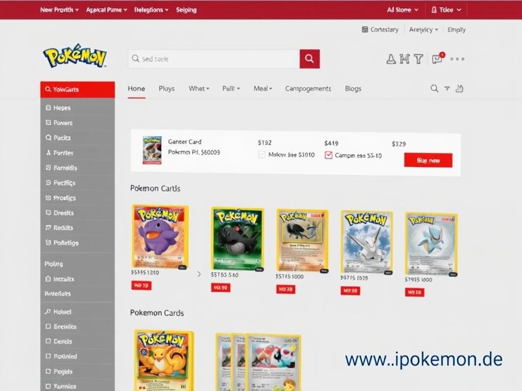 Website-Screenshot von iPokemon.de mit Pokémon Kartenangebot