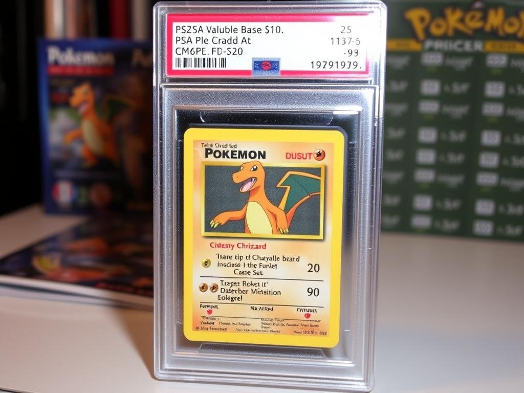 Wertvolle Pokémon Karte in einer professionellen Schutzhülle mit PSA-Bewertung