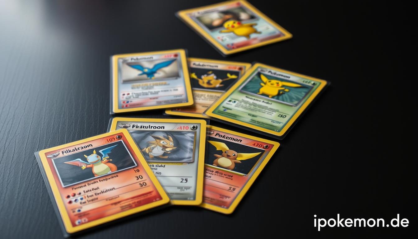 Wertvolle Pokémon Karten Sammlung mit seltenen Exemplaren wie Glurak und Pikachu