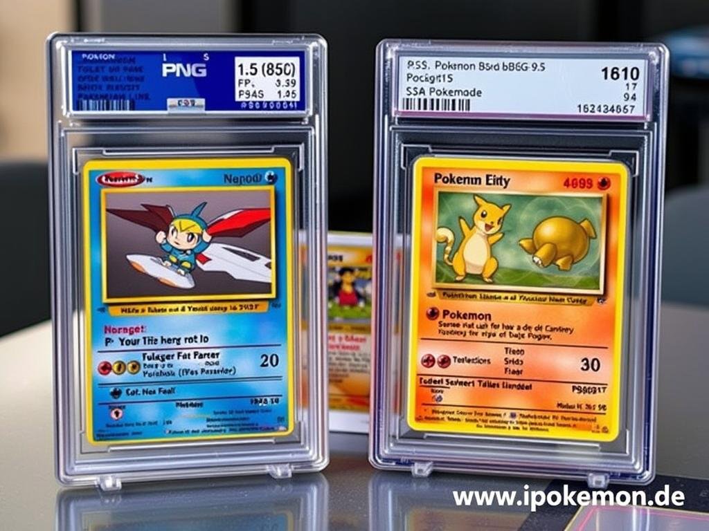 Wertvolle Pokémon Karten in professionellen Grading-Cases