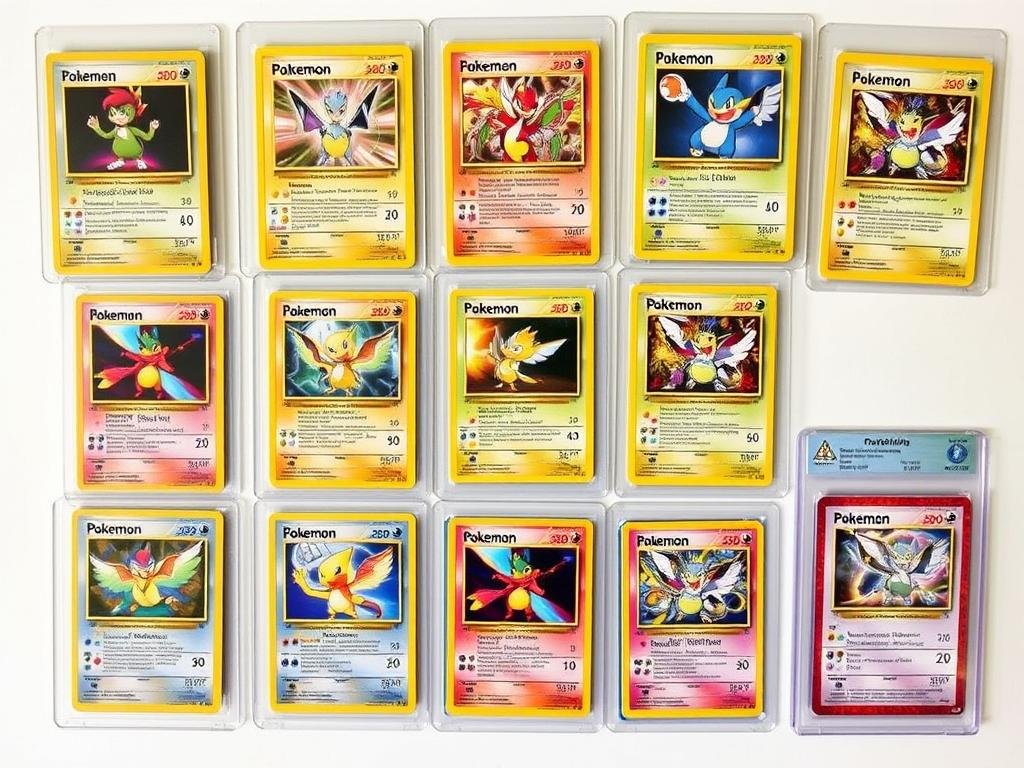 Wertvolle deutsche Pokémon Karten in Schutzhüllen und Displaycases