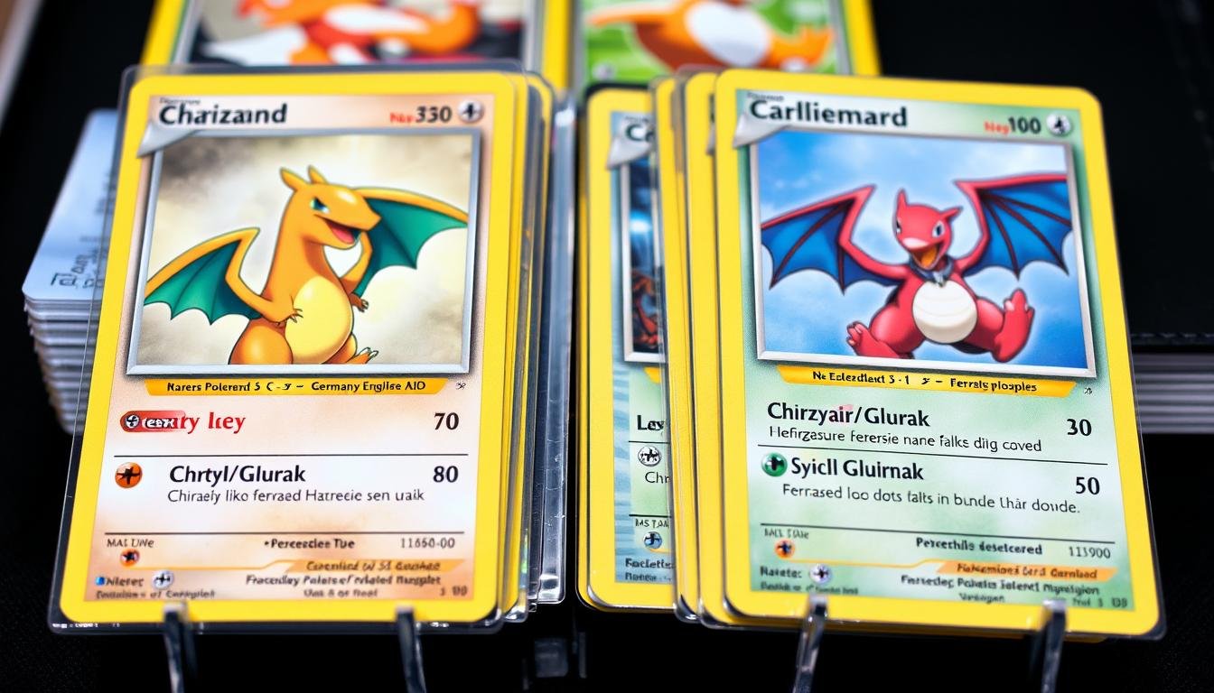Wertvolle deutsche und englische Pokémon Karten im Vergleich