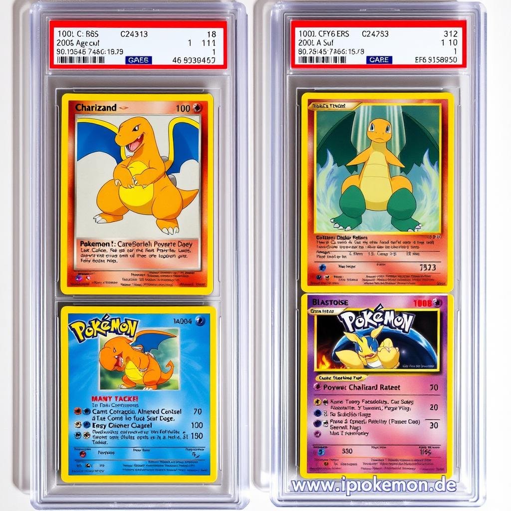 Wertvolle klassische Pokémon Karten in Schutzhüllen