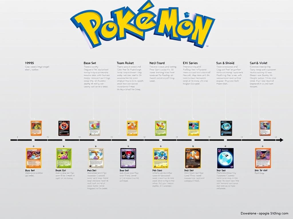 Zeitstrahl der Pokémon Karten Entwicklung mit wichtigen Meilensteinen