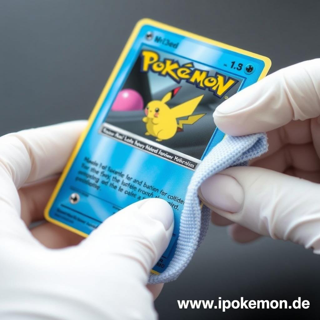 Korrekte Reinigung einer Pokémon Karte mit Mikrofasertuch