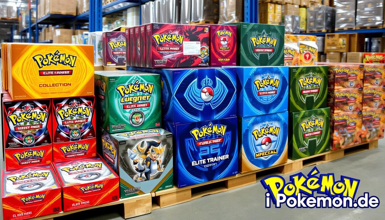 Pokémon Karten Großhandel Sortiment mit verschiedenen Booster Displays und Boxen